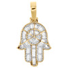 10K Yellow Gold Baguette Cut Diamond Hamsa Hand Pendant Women's Charm 1.90 CT