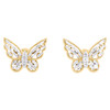14K Yellow Gold Baguette Diamond Women's Textured Butterfly Stud Earrings 1/3 CT