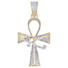 10K Yellow Gold Diamond Eye of Ra Ankh Cross Pendant Men's Beveled Charm 0.31 CT