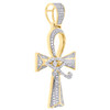 10K Yellow Gold Diamond Eye of Ra Ankh Cross Pendant Men's Beveled Charm 0.31 CT