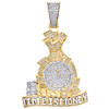 10K Yellow Gold Diamond Men's TIME IS MONEY Pendant Money Bag Coin Charm 1.29 CT