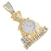 10K Yellow Gold Diamond Men's TIME IS MONEY Pendant Money Bag Coin Charm 1.29 CT
