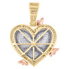 10K Tri-Color Gold Round Diamond Women's Domed Heart w/ Buttefly Pendant 0.81 CT