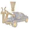 10K Yellow Gold Genuine Diamond Tow Truck Pendant Men's Big Rid Charm 0.86 CT