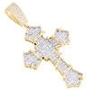 10K Yellow Gold Baguette Diamond Pointed Cross w/ Thorns Pendant Charm 1.30 CT