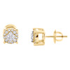 10K Yellow Gold Real Diamond Unisex 7mm Star Circle Halo Stud Earrings 0.35 CT