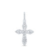 10K White Gold Diamond Women's Pointed Cross Pendant Religious Charm 3/8 CT