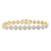 10K Yellow Gold Diamond Women's Domed Heart Halo Tennis Bracelet 2.63 CT | 7"