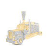 10K Yellow Gold Diamond Mens Big Rig 18 Wheeler Pendant Semi Truck Charm 1.75 CT