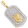 10K Yellow Gold Real Diamond Mens Roaring Lion Dog Tag Pendant Leo Charm 2.33 CT