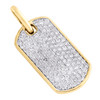 10K Yellow Gold Genuine Diamond Men's Iced Out Dog Tag Medallion Pendant 2 CT