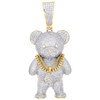 10K Yellow Gold Diamond Men's Iced Teddy Bear w/ Praying Hands Pendant 7.50 CT