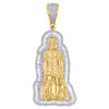 10K Yellow Gold Baguette Diamond Men's St Lazaro Pendant Statement Charm 1.33 CT