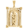 14K Yellow Gold Genuine Diamond Men's Arched Frame Mother Mary Pendant 1/5 CT
