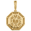 10K Yellow Gold Real Diamond Men's Roaring Lion Octagon Medallion Pendant 1/2 CT