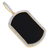 10K Yellow Gold Black Onyx & Diamond Rounded Dog Tag Pendant Men's Charm 3/4 CT