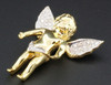 Mini Angel Diamond Pendant 10K Yellow Gold 0.30 Ct. Iced Out Wings Charm 1 Inch