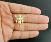 Mini Angel Diamond Pendant 10K Yellow Gold 0.30 Ct. Iced Out Wings Charm 1 Inch