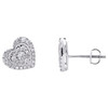 10K White Gold Genuine Diamond Women's 10mm Cluster Heart Stud Earrings 1/2 CT