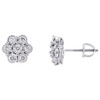 10K White Gold Genuine Fanuk Set Diamond Unisex 9mm Flower Stud Earrings 1/3 CT