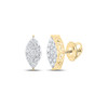 10K Yellow Gold Genuine Diamond Women's Filigree & Marquise Stud Earrings 3/4 CT