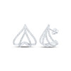 10K White Gold Genuine Diamond Women's Open Spade Lobe Huggie Earrings 1/2 CT
