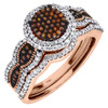 Red Diamond Bridal Set Ladies 10k Rose Gold Round Cut Wedding Ring 0.50 Ct.