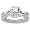 Ladies 14K White Gold Diamond Infinity Engagement Ring Bridal Set 0.66 Ct.