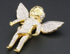Mini Angel Diamond Pendant 10K Yellow Gold Fully Iced Out Wings Charm 0.75 Ct.