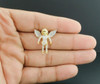 Mini Angel Diamond Pendant 10K Yellow Gold Fully Iced Out Wings Charm 0.75 Ct.