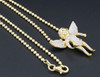 Mini Angel Diamond Pendant 10K Yellow Gold Fully Iced Out Wings Charm 0.75 Ct.