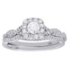 14K White Gold Solitaire Diamond Infinity Engagement Ring Bridal Set 0.68 Ct.