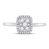 10K White Gold Round Cut Diamond Women's Cluster Square Halo Promise Ring 1/3 CT