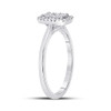 10K White Gold Round Cut Diamond Women's Cluster Square Halo Promise Ring 1/3 CT