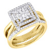 Diamant-Verlobungs-Ehering, 14 Karat Gelbgold, runder Halo-Brautsatz, 0,69 Tcw.