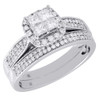 Diamond Bridal Set 14K White Gold Princess Halo Engagement Wedding Ring 0.77 Tcw