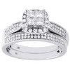 Diamond Bridal Set 14K White Gold Princess Halo Engagement Wedding Ring 0.77 Tcw