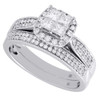 Diamond Bridal Set 14K White Gold Princess Halo Engagement Wedding Ring 0.77 Tcw