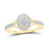 10K Yellow Gold Diamond Women's Split Oval Halo Cluster Cocktail Ring 1/10 CT
