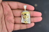 Diamond Jesus Face Pendant .925 Sterling Silver 0.55 Ct Mini Charm with Chain