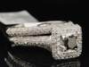 Ladies 14K White Gold Princess Cut Black Diamond Engagement Ring Bridal Set