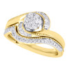 Diamond Wedding Bridal Set 14K Yellow Gold Swirl Flower Engagement Ring 0.37 Ct.