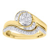 Diamond Wedding Bridal Set 14K Yellow Gold Swirl Flower Engagement Ring 0.37 Ct.