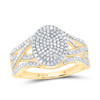 10K Yellow Gold Round Diamond Women's Twisted Cluster Oval Cocktail Ring 1/2 CT