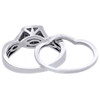 14K White Gold Princess Solitaire Diamond Halo Wedding Ring Bridal Set 1/2 Ct.