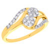 14K Yellow Gold Two Stone Cluster Diamond Swirl Flower Engagement Ring 0.50 Ct.