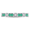 10K White Gold Genuine Diamond & Emerald Milgrain Geometric Band Ring 1/4 TCW