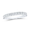 14K White Gold Real Prong Set Diamond 1 Row Wedding Band Anniversary Ring 7/8 CT