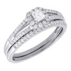 Diamond Solitaire Wedding Ring 14K White Gold Princess Halo Bridal Set 0.51 Tcw.