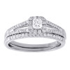 Diamond Solitaire Wedding Ring 14K White Gold Princess Halo Bridal Set 0.51 Tcw.